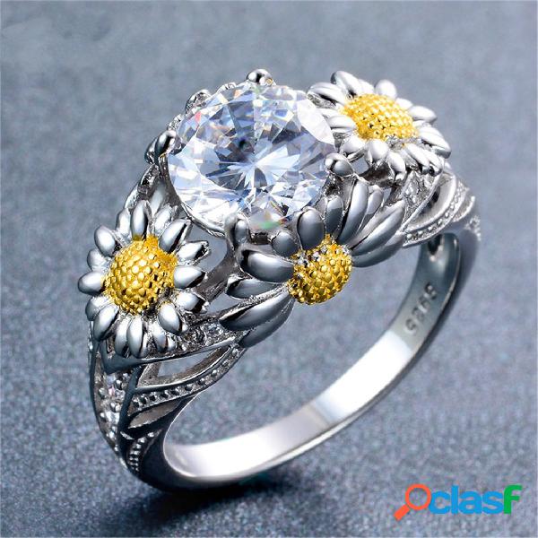 Anel Elegante Feminino de Óxido Platina Ouro Platinado