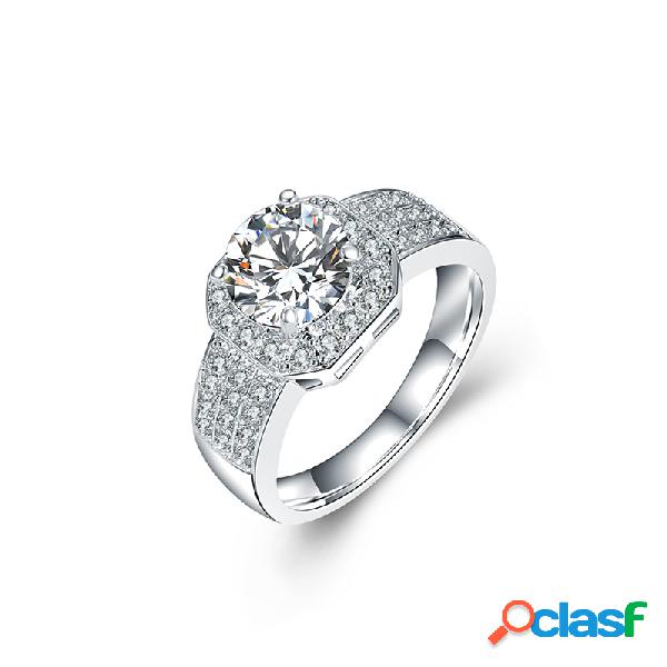 Anel de luxo feminino Ring Zircon Platinum Wedding Ring