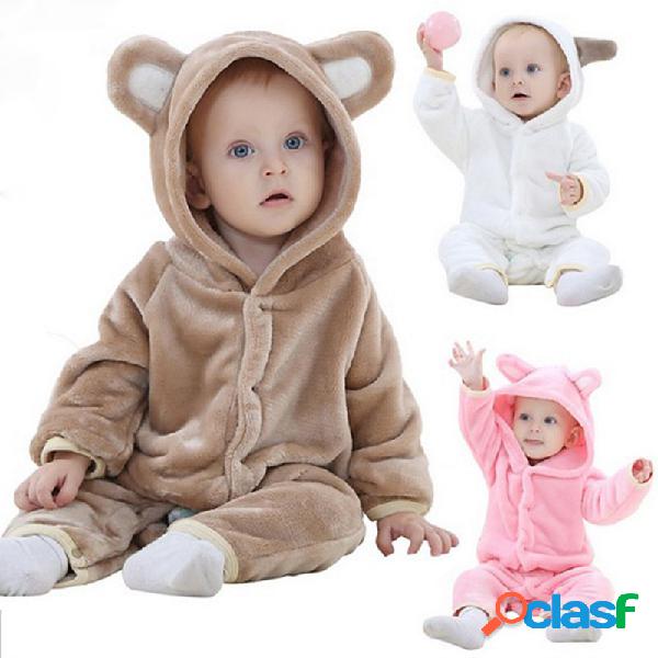 Animal bonito urso em forma de lã bebê romper robe para