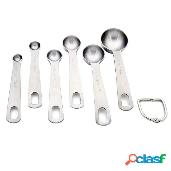 Aço inoxidável Rodada Colher De Medição 6 pçs / set