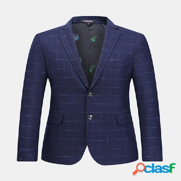 Azul Royal Business Plaids Casual Slim Elegante verificado