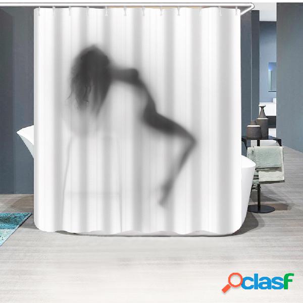 Banheiro estilo europeu Shadow Shower Curtain Waterproof