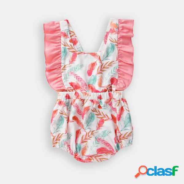 Bebê Rosa Flor voando mangas macacão casual para 0-24M