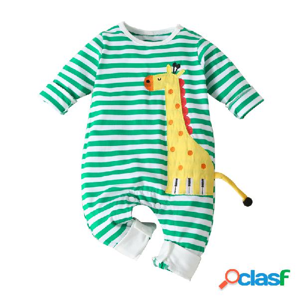 Bebê girafa imprimir listrado mangas compridas pijamas