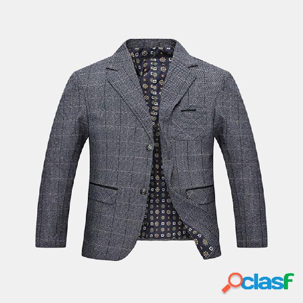 Blazer Profissional Casual de Bombazina Estampa Axadrezada