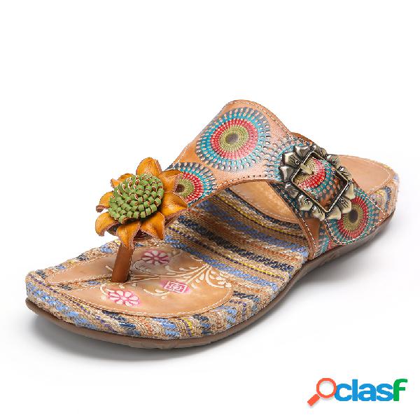 Bohemia Ethnic Knitting Flower Clipe decorativo Toe Metal