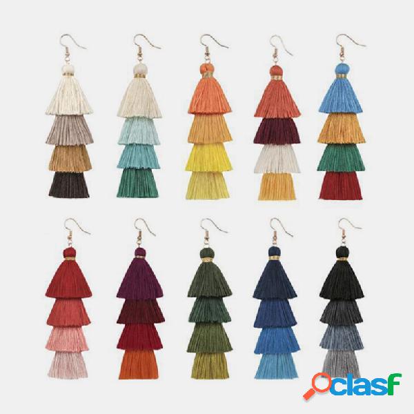 Bohemian Handmade Multi-layer Tassel Brincos Irregular
