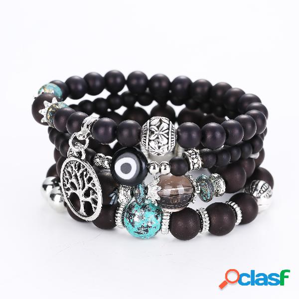 Bohemian Hollow Tree of Life Elastic Beads Multilayer