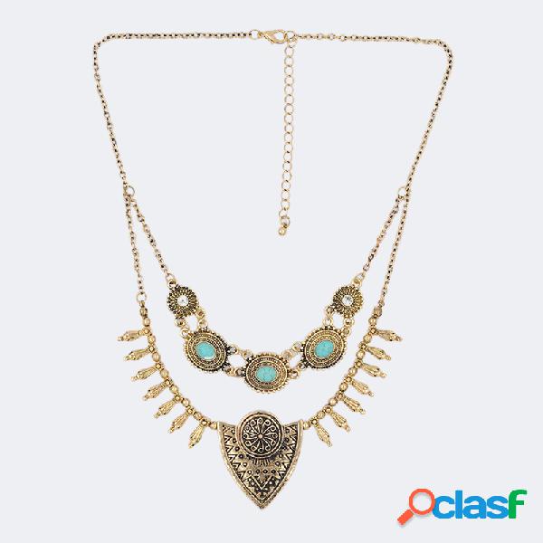 Bohemian Turquesa Tassel Multi-layer Necklace Vintage