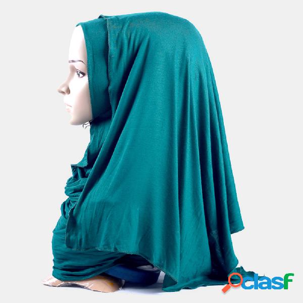 Bolha de cor sólida cachecol de malha hijab muçulmano