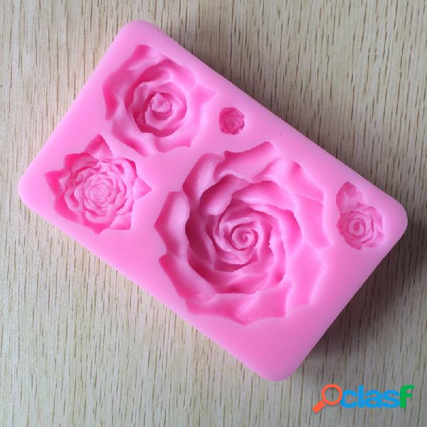 Bolo De Flor De Rosa De Silicone 5 Molusco De Molde De Molde