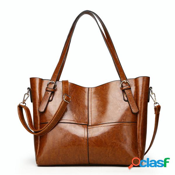 Bolsa Elegante Transversal PU Couro de Retalhos Capacidade