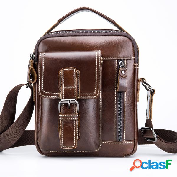 Bolsa Transversal Couro Genuíno Retro Formal Casual