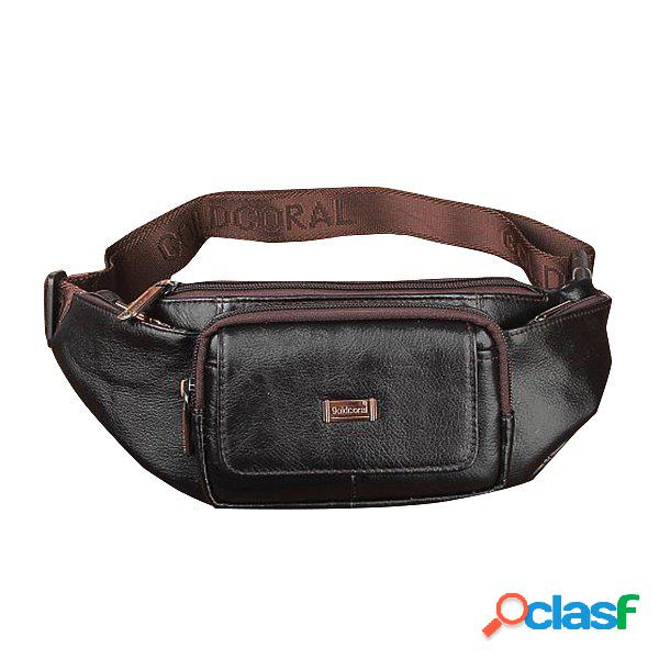 Bolsa de Cintura Masculina Couro Real Casual Negociável