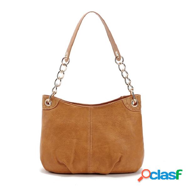 Bolsa de PU Vintage Feminina com Corrente