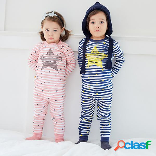 Bonito Estrela Impresso Crianças Crianças Pijamas Conjunto
