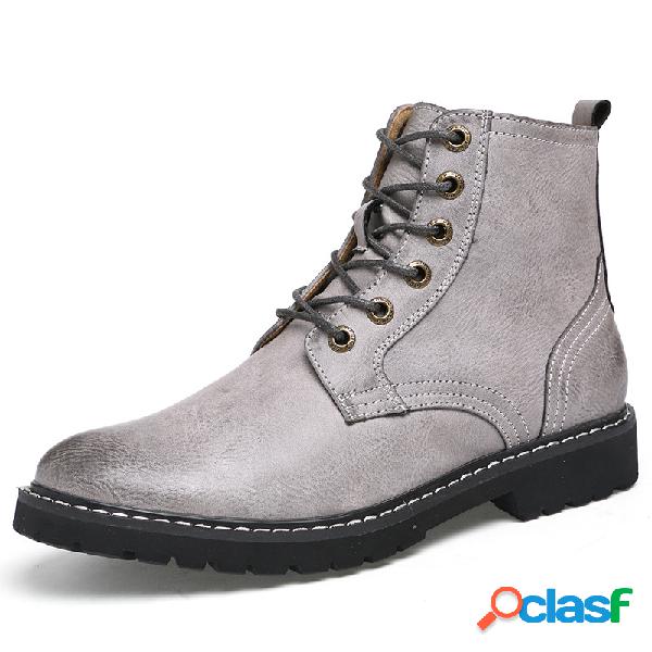 Botas Masculinas Vintage Clássicas Com Ilhó Metal e Top