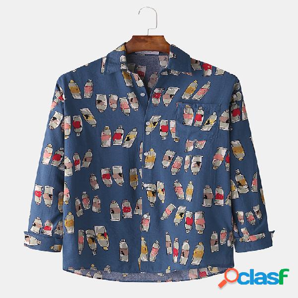 Botão de impressão de garrafa legal para homem com camisas