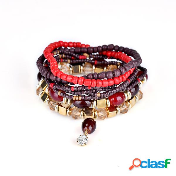 Bracelete Boêmico Feminino Multilayer Gotas Delicado