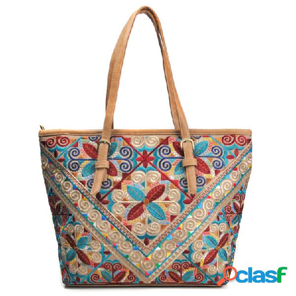 Brenice National Embossed Flowers Tote Bolsas Vintage