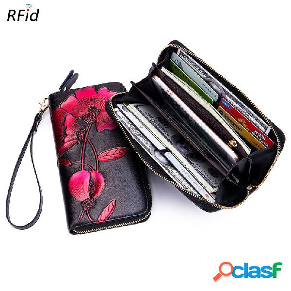 Brenice RFID Bauhinia Flor Embreagens Sacos 8 Zipper Card