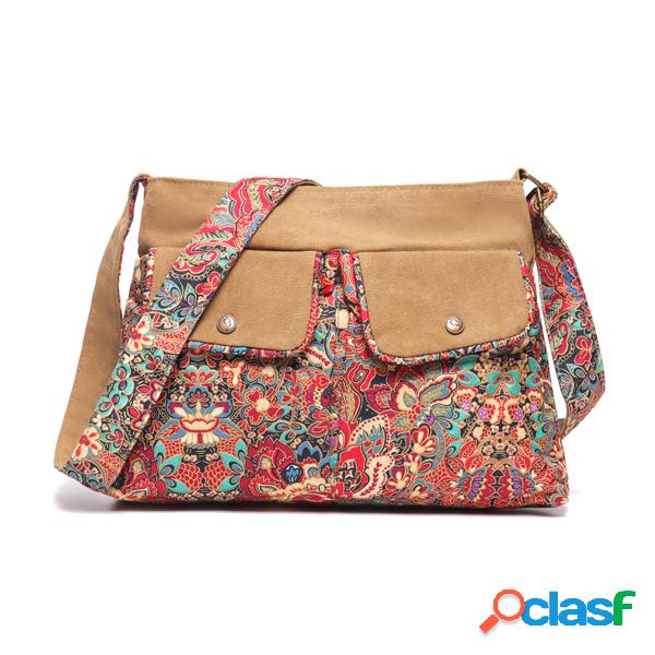 Brenice Vintage Canvas Casual Floral Shoulder Crossbody