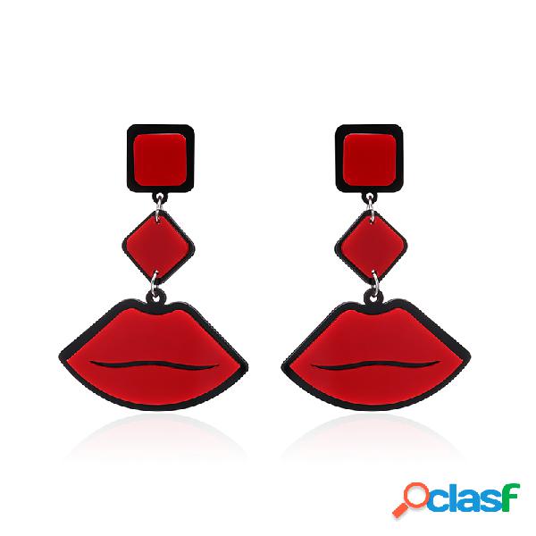 Brincos bonitos para mulheres Tassel Red Lip Earrings