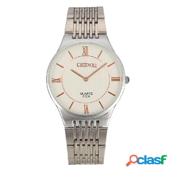 CHENXI Couple Watch Relógio de aço inoxidável simples