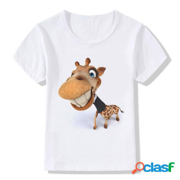 Camisa Engraçada de Girafa Com Óculos de Sol para