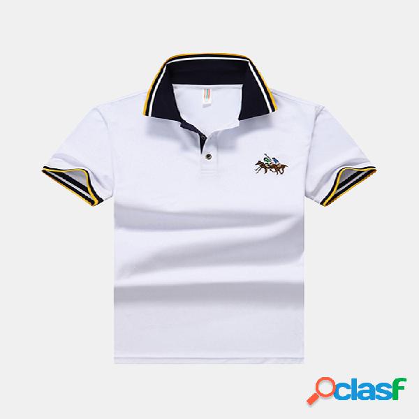 Camisa Masculina de Primavera Verão com Logotipo Bordado de