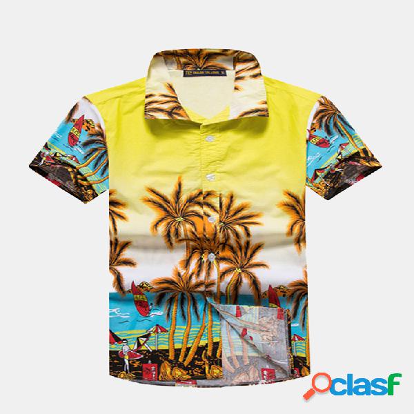 Camisa Solta Praia Havaiana Estamapda Secagem Rápida Casual