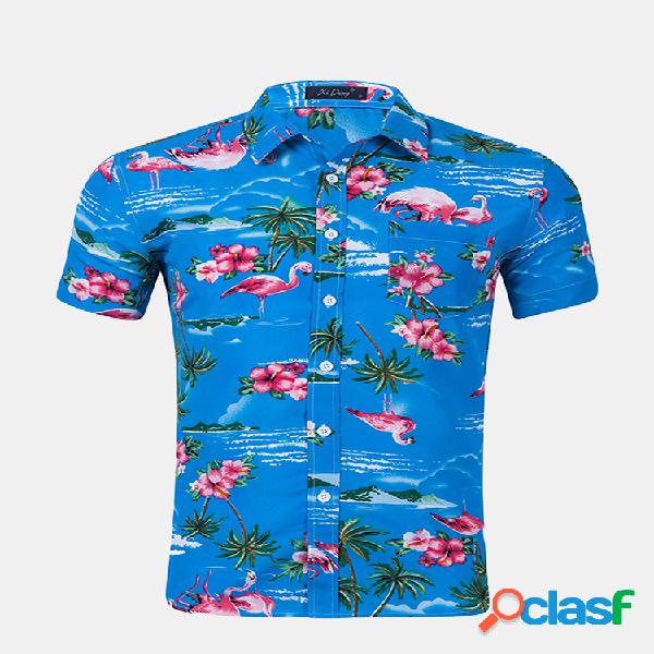 Camisa de Tamanho extro de Estilo Havaí de Manga Curta com
