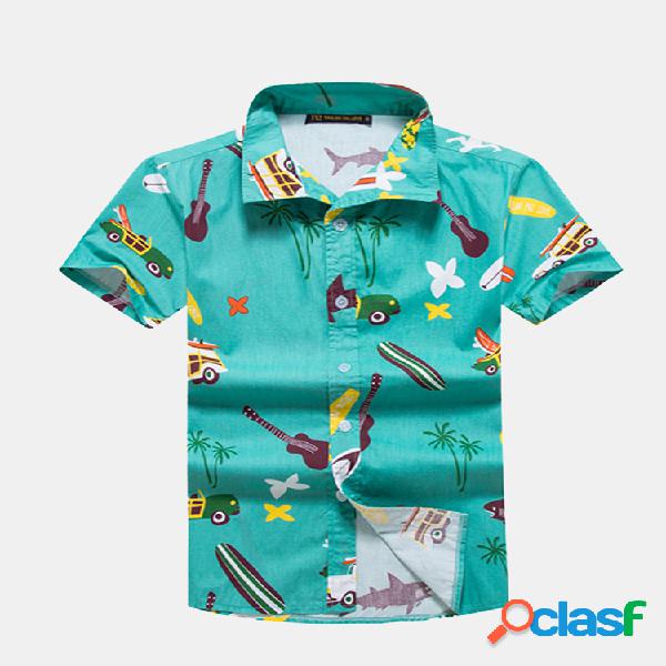 Camisas de algodão tropical estilo havaiano solto Praia