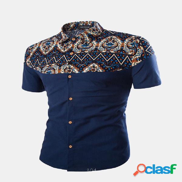 Camisas de designer de manga curta de retalhos de impressão
