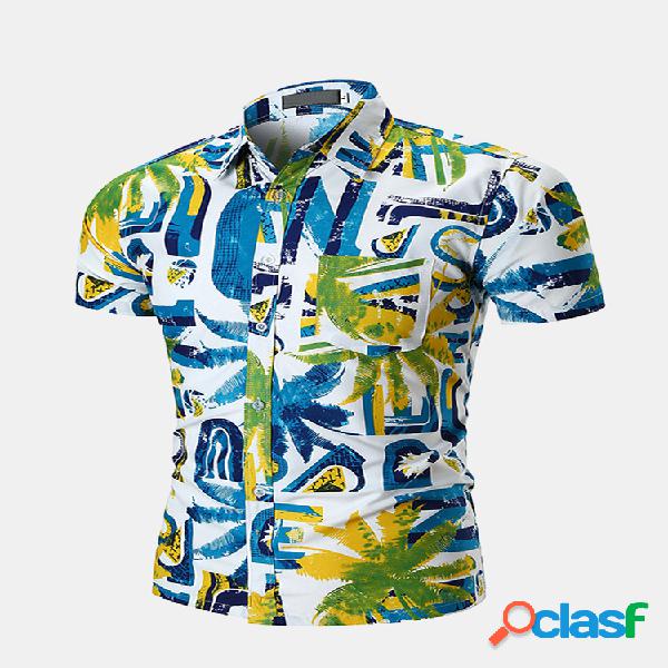 Camisas havaianas slim para impressão no peito no peito