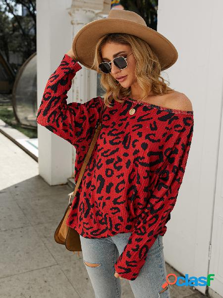 Camisola de mangas compridas leopardo