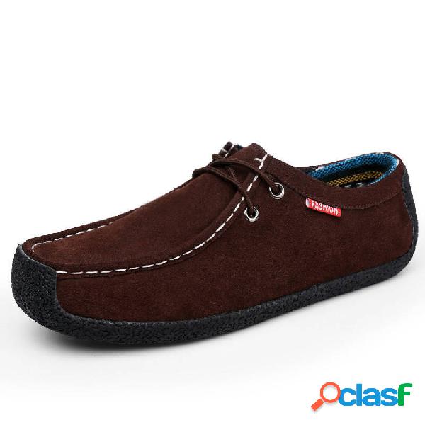 Caracol de camurça de homens ata acima mocassins casuais