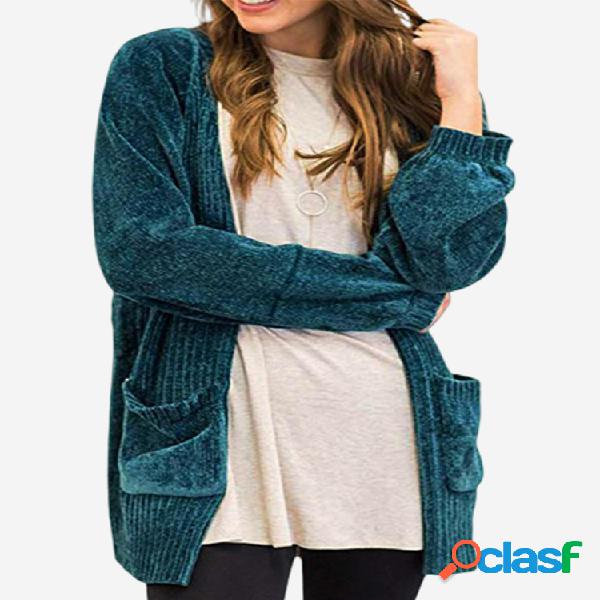 Cardigan de veludo cotelê com bolsos