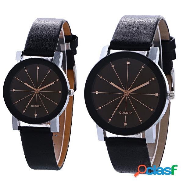 Casuais Casal Quartz Relógio de Pulso Convexo Rodada Dial