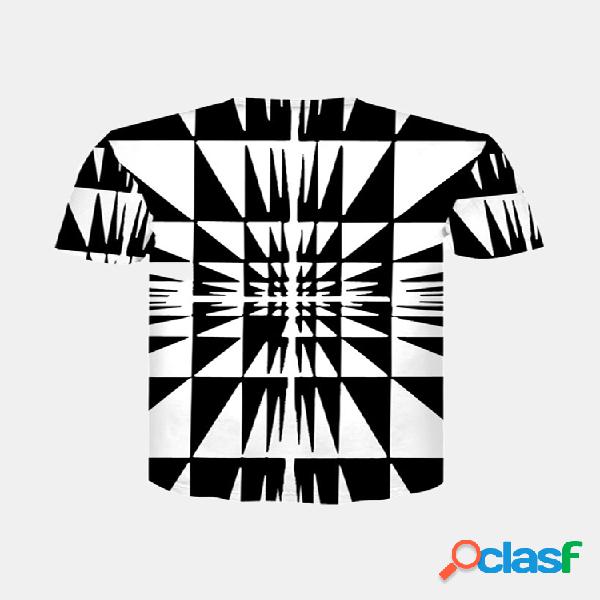 Casual 3D Printing Abstract Design Round Collar Camisetas de