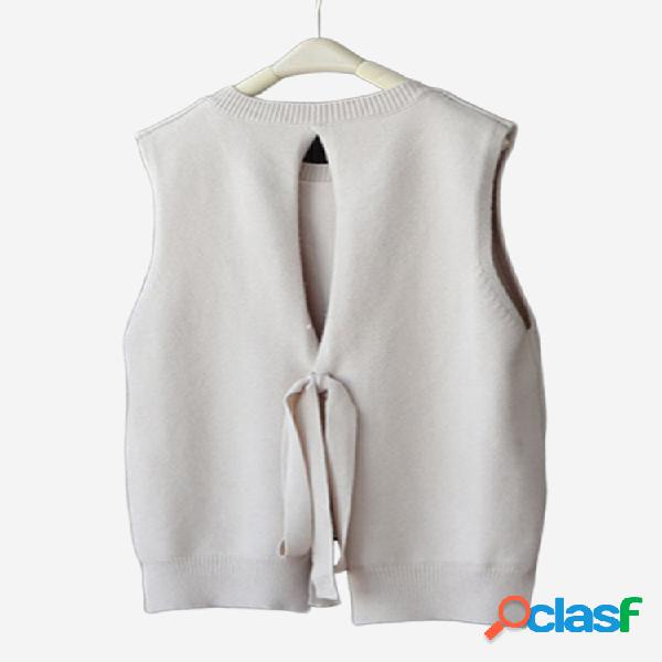 Casual Back Hollow Sleeveless Women Vest Camisolas