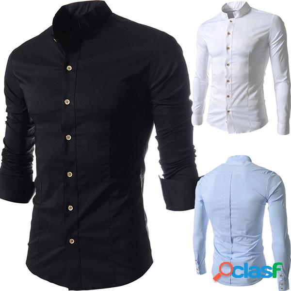 Casual Business Fashion Slim Stand Collar Camisas de grife