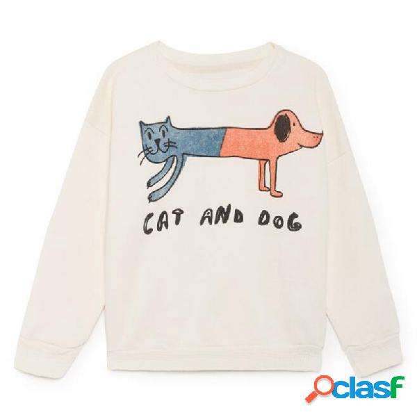 Cat e Cachorro imprimem camisola de manga comprida para
