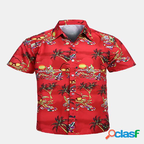 ChArmkpR Camiseta Casual Masculina Estampa Havaiana Manga