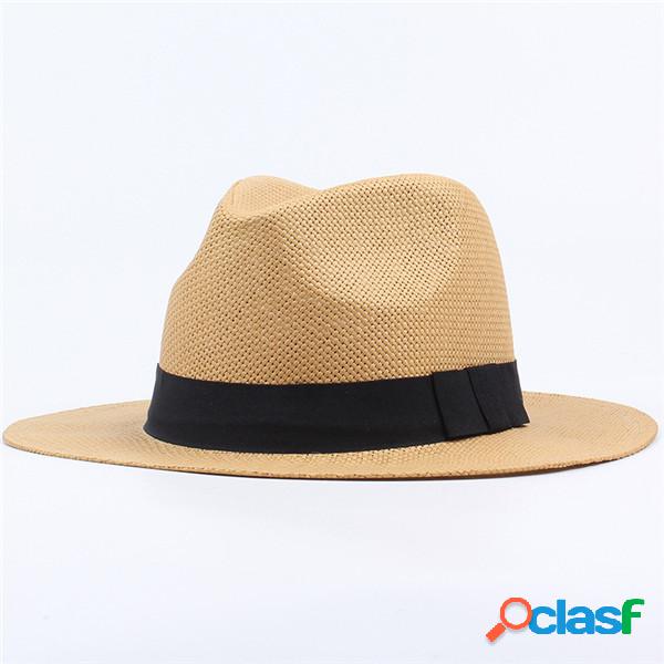 Chapéu Panama Casual De PalhaDe Verão Férias De Sol De