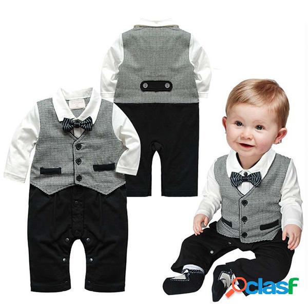Cinza cavalheiro menino macacão terno formal para 6-24m