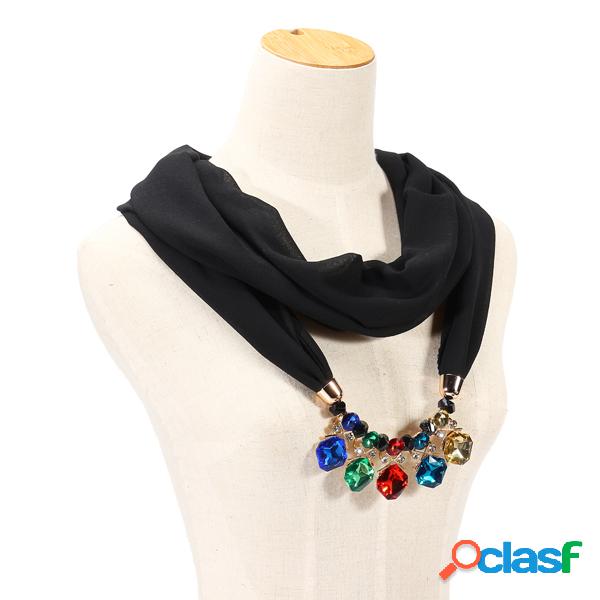 Colar de Lenço Étnico Colorido Casual Material de Chiffon