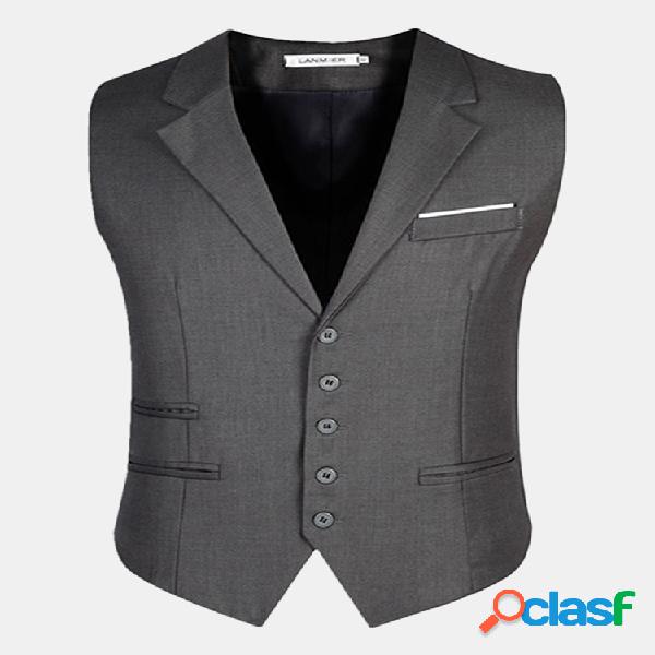 Colete Formal Profissional de Moda Ajuste Fino Cor Pura