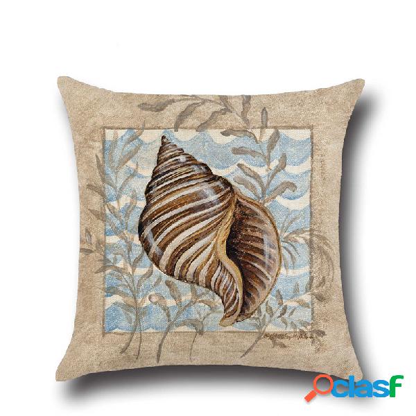 Conch Seahorse Seashell Capa de Almofada 45 * 45 cm Algodão