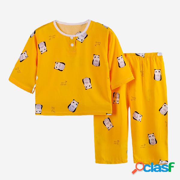 Conjunto de pijama de mangas compridas de três quartos de